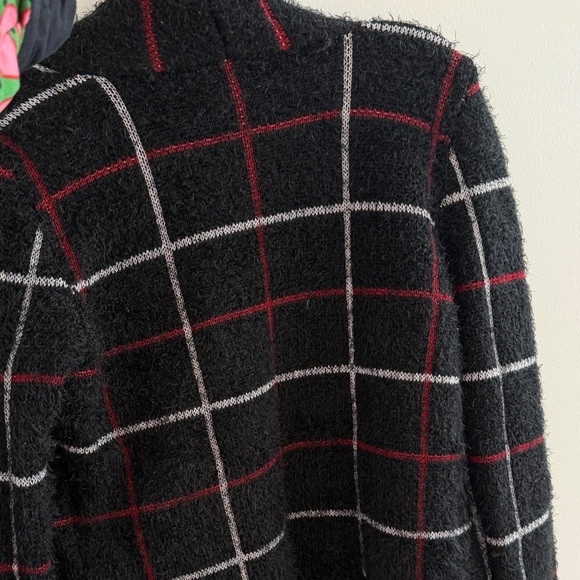 August Silk Black and Red Plaid Cardigan - Picture 2 of 3